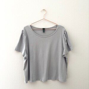 Wild Fable Ruched Puff Short Sleeve T-Shirt Gray Cotton Tee 1X